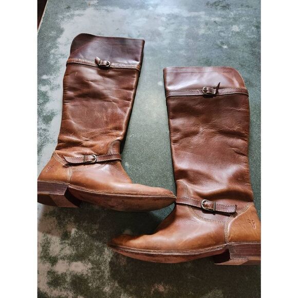 FRYE Shirley  brown 77745 Vintage Equestrian Harness Boot sz 7.5 - Picture 1 of 6
